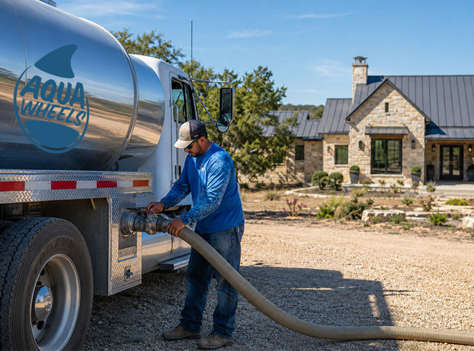 water truck with delivery driver